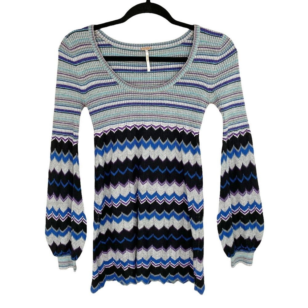 Free People Zigzag Stripe Wool Blend Sweater